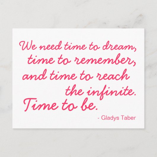 夢を見る時間。ポストカードピンクと白になる時間 ポストカード (正面)