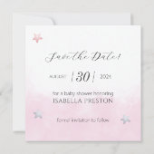 夢を見る月のアライグマの女の子の赤ちゃんシャワー セーブザデート (裏面)