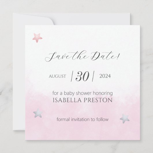 夢を見る月のアライグマの女の子の赤ちゃんシャワー セーブザデート (裏面)