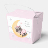 夢を見る月のアライグマの女の子の赤ちゃんシャワー フェイバーボックス (裏面サイド)