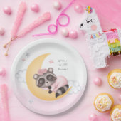 夢を見る月のアライグマの女の子の赤ちゃんシャワー ペーパープレート (パーティー)