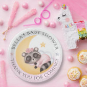夢を見る月のアライグマの女の子の赤ちゃんシャワー ペーパープレート (パーティー)