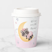 夢を見る月のアライグマの女の子の赤ちゃんシャワー 紙コップ (裏面)