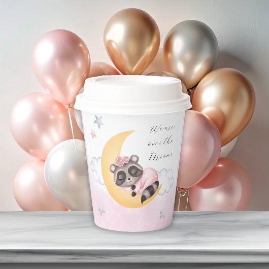 夢を見る月のアライグマの女の子の赤ちゃんシャワー 紙コップ