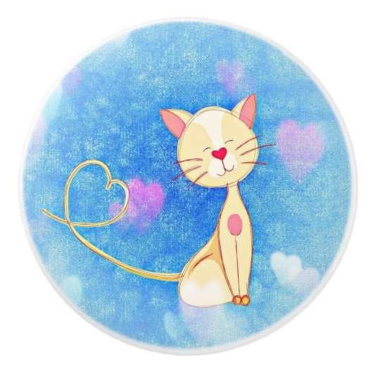 夢を見る猫 セラミックノブ (正面)