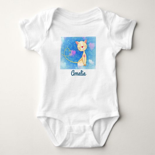 夢を見る猫 ベビーボディスーツ (正面)