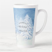 夢を見る白いクリスマスの雪の木の家族 カフェラテマグ (右)