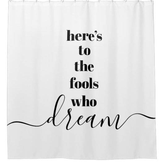 "夢を見る馬鹿にこはっきりしたこ"タイポグラフィシック シャワーカーテン (正面)