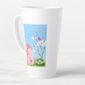 夢を見る – 豚の引用文 カフェラテマグ (左アングル)