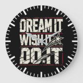 夢を見る、WIshそれを行う – 成功やる気を起こさせる ラージ壁時計 (正面)