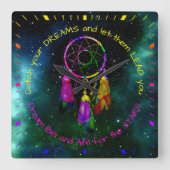 夢を見るBoho Chic スクエア壁時計 (正面)