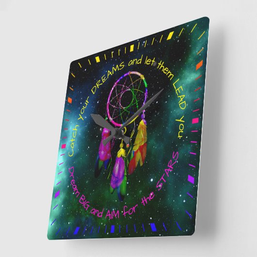 夢を見るBoho Chic スクエア壁時計 (傾斜)