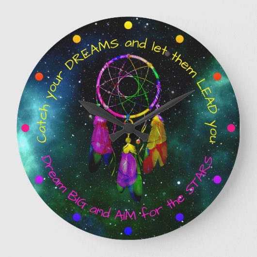 夢を見るBoho Chic ラージ壁時計 (正面)