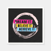 「夢を見信じて、夢を実現するやる気を起こさせる スタンダードカクテルナプキン (正面)