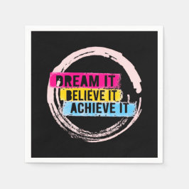 「夢を見信じて、夢を実現するやる気を起こさせる スタンダードカクテルナプキン