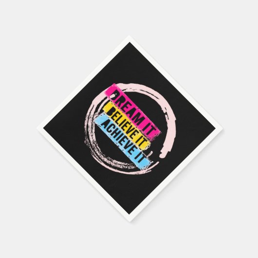 「夢を見信じて、夢を実現するやる気を起こさせる スタンダードカクテルナプキン (角)