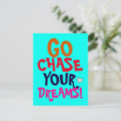 夢を追いかけカラフルやる気を起こさせるる ポストカード (スタンド正面)