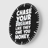 夢を追い求めて金を借りて成功 ラージ壁時計 (傾斜)