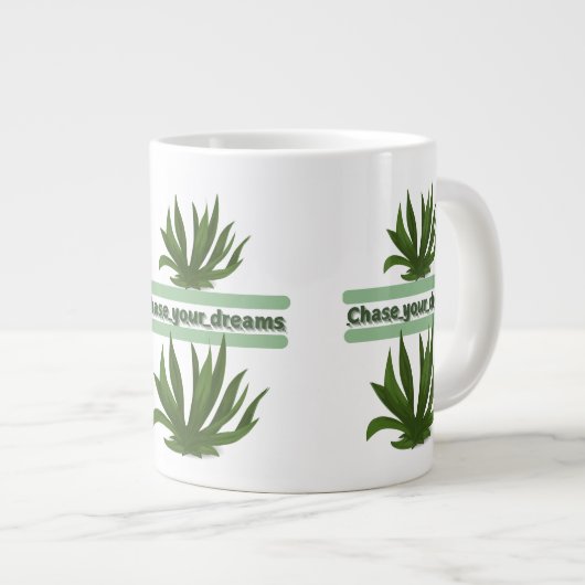 夢を追うマグやる気を起こさせる-スタイリッシュと ジャンボコーヒーマグカップ (正面右)