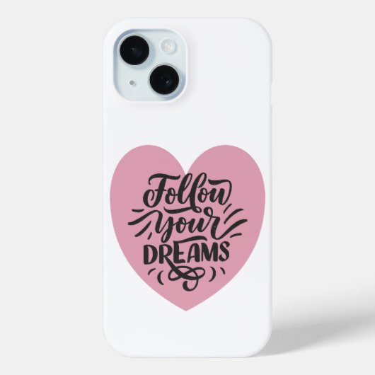夢を追え ピンクハート タイポグラフィ iPhone 15 Case-Mate iPhoneケース (裏面)