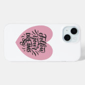 夢を追え ピンクハート タイポグラフィ iPhone 15 Case-Mate iPhoneケース (裏面 (横))