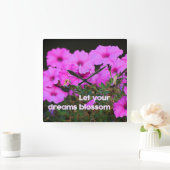 夢を開花させる スクエア壁時計 (ホーム)