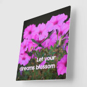 夢を開花させる スクエア壁時計 (傾斜)