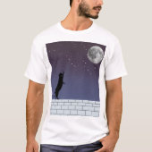 夢を高く – 夜空の猫デザイン Tシャツ (正面)