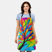 夢カラフルの木 エプロン (着用した状態)