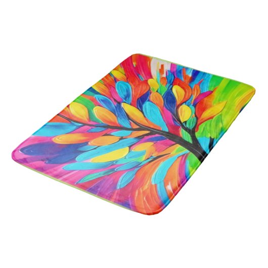 夢カラフルの木 バスマット (アングル)