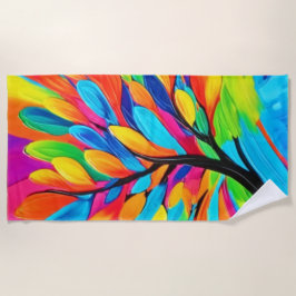 夢カラフルの木 ビーチタオル