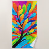 夢カラフルの木 ビーチタオル (正面)