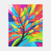 夢カラフルの木 フリースブランケット (正面)