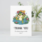 夢カラフル見のカエル赤ちゃんシャワー サンキューカード (スタンド正面)