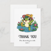 夢カラフル見のカエル赤ちゃんシャワー サンキューカード (正面/裏面)