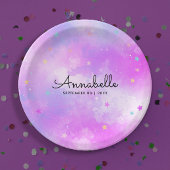 夢ガーリーのようなピンクのホログラフィックスカイスターウォーター色 ペーパープレート