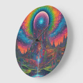 夢サイケデリックの風景 ラージ壁時計 (傾斜)