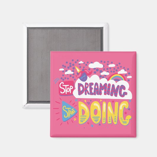 夢ストップを見て、ダークバイオレットを始める マグネット (正面/裏面)