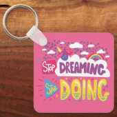 夢ストップを見て、ダークバイオレット金属の実行を開始 キーホルダー (正面)