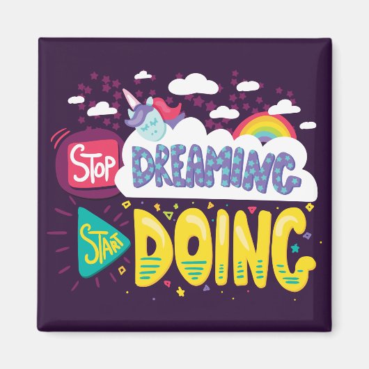 夢ストップを見て、ダークパープルの実行を開始 マグネット (正面)