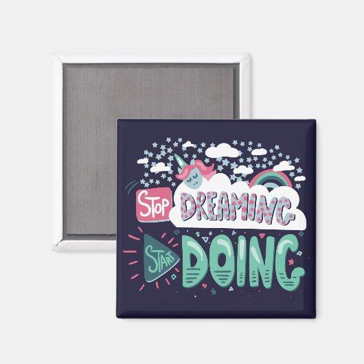 夢ストップを見て、ダークブルーを始める マグネット (正面/裏面)