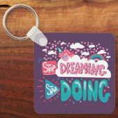 夢ストップを見て、パープルメタルを始める キーホルダー (正面)