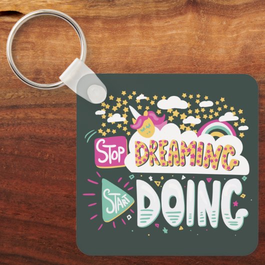 夢ストップを見て、森の緑化金属を開始 キーホルダー (正面)