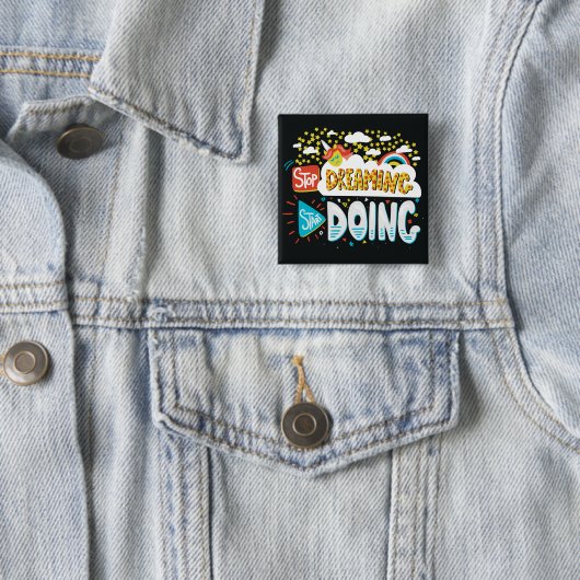 夢ストップを見て、黒い行動を始める 缶バッジ (インサイチュ)