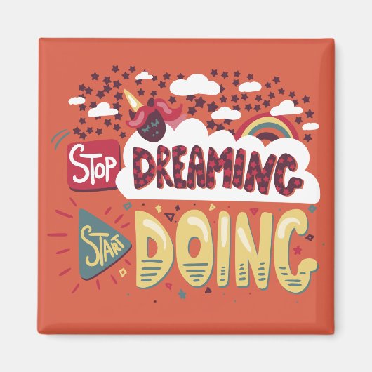 夢ストップ見、オレンジ色の赤の実行を開始 マグネット (正面)