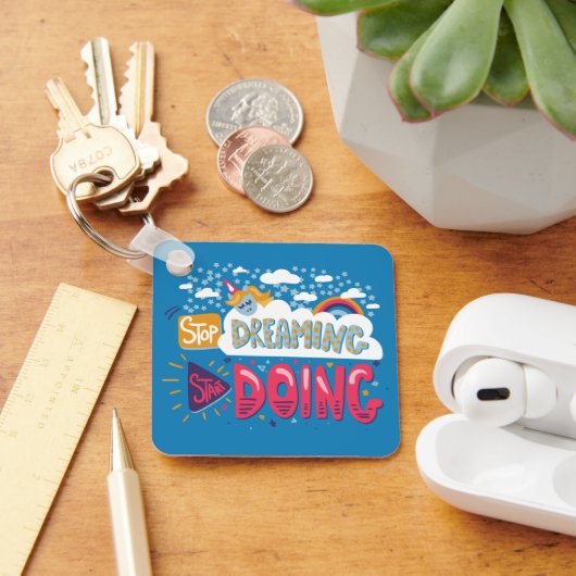 夢ストップ見、スチールブルーメタルの実行を開始 キーホルダー (デスク)