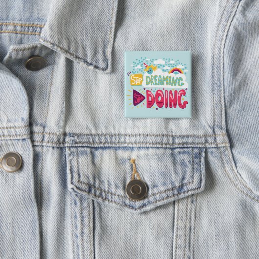 夢ストップ見、ターコイズの実行を開始淡い色の 缶バッジ (インサイチュ)