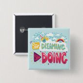 夢ストップ見、ターコイズの実行を開始淡い色の 缶バッジ (正面&裏面)