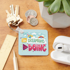 夢ストップ見、ターコイズ金属の実行淡い色の開始 キーホルダー