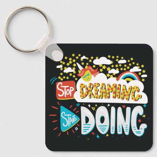 夢ストップ見、ブラックメタルの実行を開始 キーホルダー (正面)